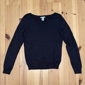 H&M Glittery navy Crew Neck Sweater. Gold glitter.